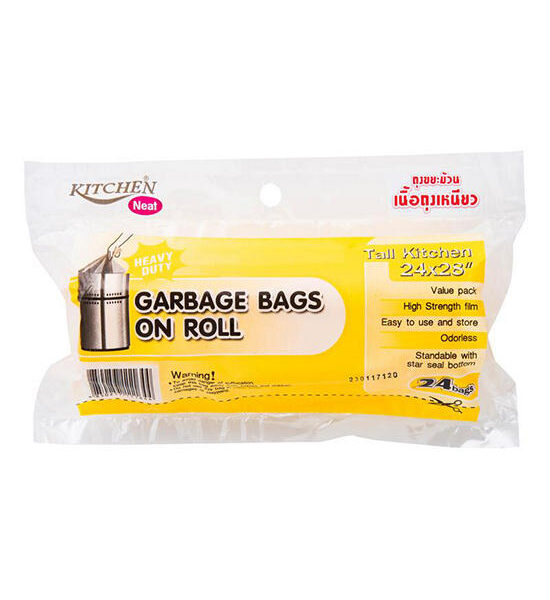 KITCHEN NEAT KITCHEN NEAT Yellow Trash Bags Roll 24x28 Inches (Pack of 24) Оригинал