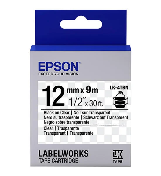 EPSON EPSON Label Tape 12 mm. Black On Clear Оригинал