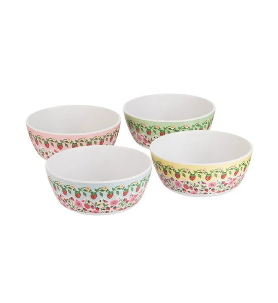 Cath Kidston MULTI Set 4 MELAMINE PICNIC CEREAL BOWLS STRAWBERRY Оригинал