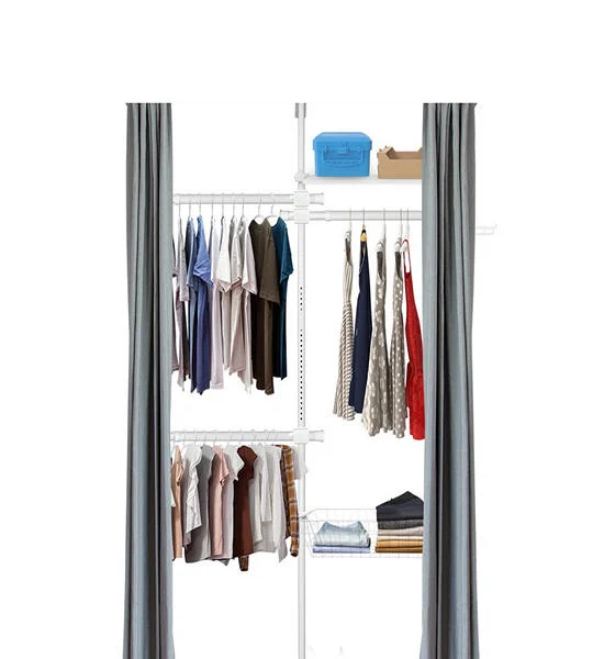 TUGU Hanging rail set, 3 poles, 3 hanging rails, 1 basket, 1 shelf, complete with curtain rail and curtain set, Pure White(R27PW) Оригинал