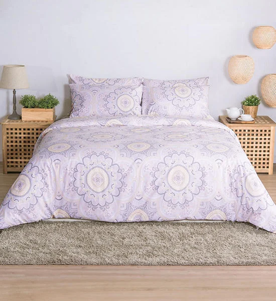 LUCKY MATTRESS 6 Ft. 12 Inches Md 027 Bed Sheet And Duvet Micro Touch Flower Stlye Pink Оригинал