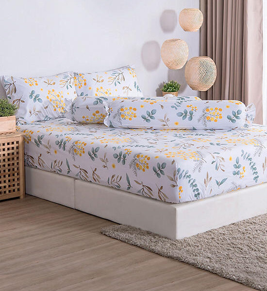 LUCKY MATTRESS 5 Ft. 14 Inches Md 028 Bed Sheet Micro Touch Flower Stlye Yellow Оригинал
