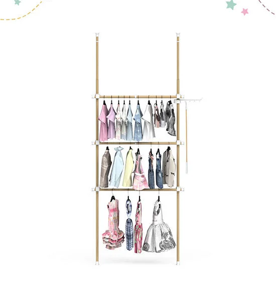 gadeaux kids Set of 2 poles, 3 hanging rails, hanging rail set, no drilling required, Maple (R58M) Оригинал