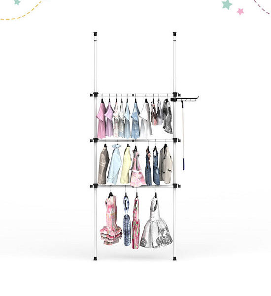 gadeaux kids Set of 2 poles, 3 hanging rails, hanging rail set, no drilling required. (R58W) Оригинал