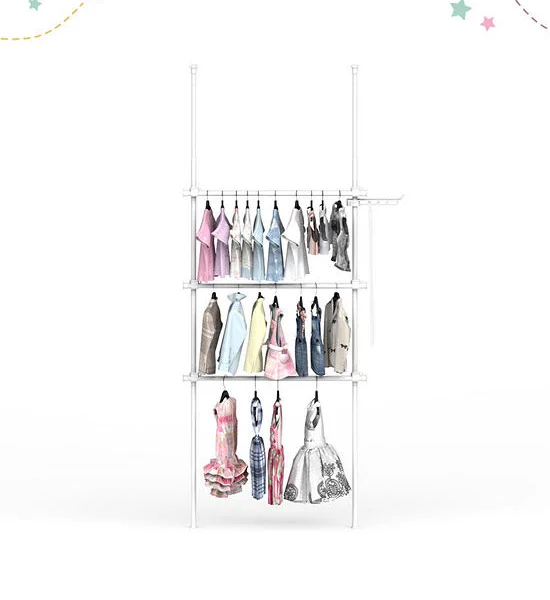 gadeaux kids Set of 2 poles, 3 hanging rails, hanging rail set, no drilling required, Pure White (R58PW) Оригинал