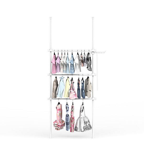 TUGU Set of 2 poles, 3 hanging rails, hanging rail set, no drilling required, Pure White (R58PW) Оригинал