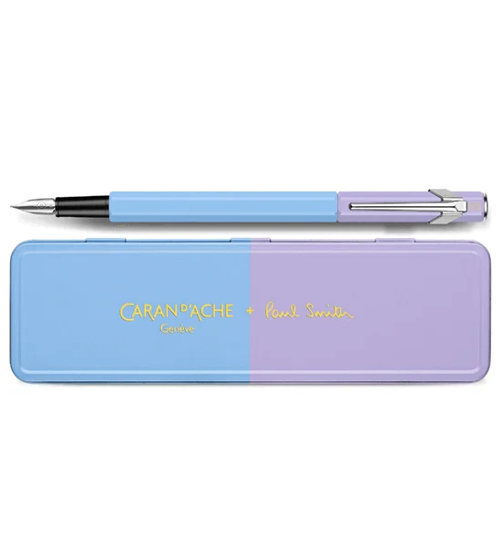 Paul Smith Caran d'Ache - 849 Sky Blue & Lavender Purple Fountain Pen (F-Ink pump) Оригинал