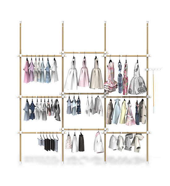 TUGU Set of 4 poles, 9 hanging rails, hanging rails without drilling , Maple (R65M) Оригинал