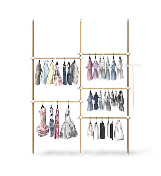 TUGU Set of 3 poles, 5 hanging rails, hanging rails, no drilling required , Maple (R61M) Оригинал