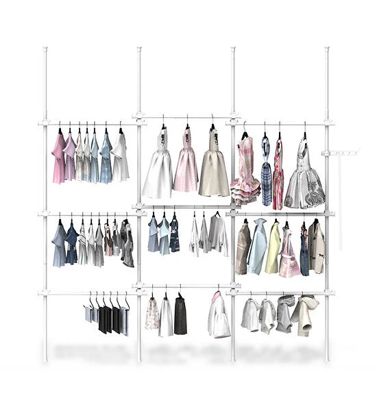 TUGU Set of 4 poles, 9 hanging rails, hanging rails without drilling , Pure White (R65PW) Оригинал
