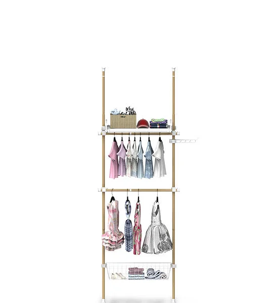 TUGU Set of 2 poles, 2 hanging rails, 1 basket, 1 shelf. Hanging rail set, no drilling required , Maple (R62M) Оригинал