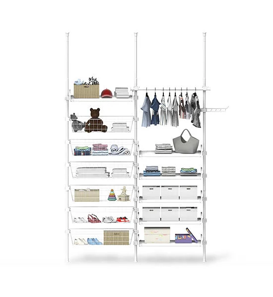 TUGU Set of 3 poles, 1 hanging rail, 6 baskets, 6 shelves, hanging rail without drilling , Pure White (R67PW) Оригинал