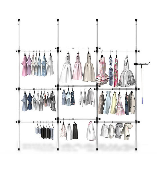TUGU Set of 4 poles, 9 hanging rails, hanging rails without drilling , White (R65W) Оригинал