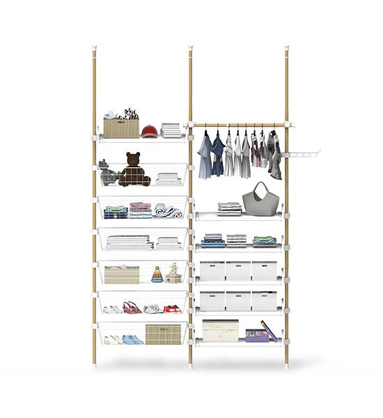 TUGU Set of 3 poles, 1 hanging rail, 6 baskets, 6 shelves, hanging rail without drilling , Maple (R67M) Оригинал