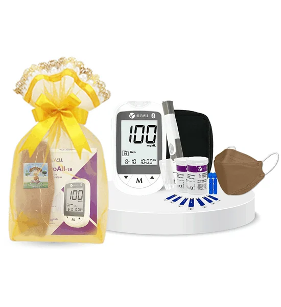 ALLWELL ALLWELL offerings for monks, caring for the health of monks, Set 5 (GlucoAll-1B blood sugar meter), yellow Оригинал