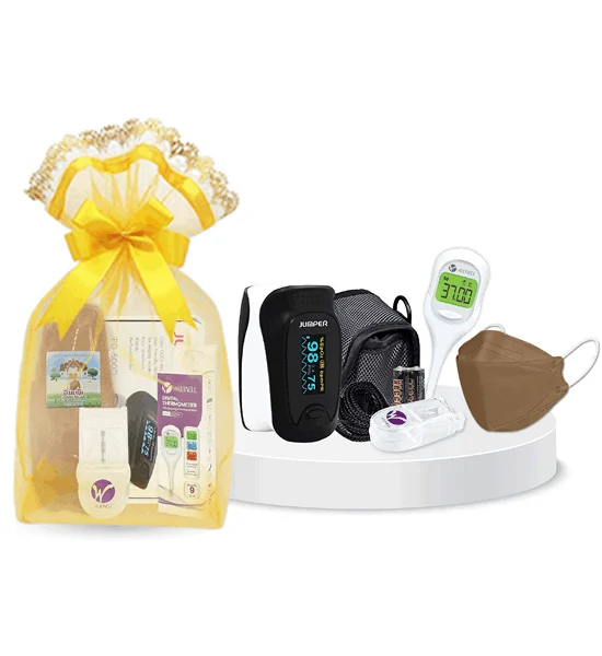 ALLWELL ALLWELL offerings for monks, caring for the health of monks, Set 4 (oxygen meter, medicine cutter, thermometer, 10 face masks) Оригинал