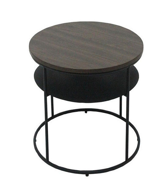 LIVING SOLUTIONS BY SB Sanwa brown steel table with wood top Оригинал
