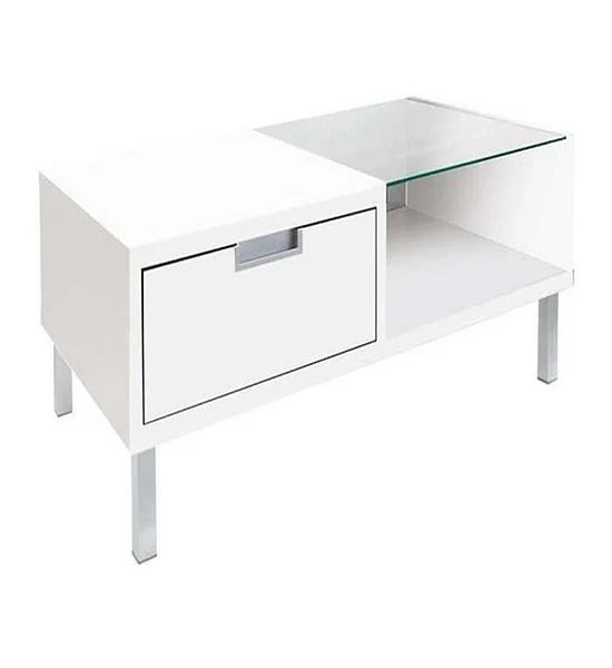 LIVING SOLUTIONS BY SB Wish solid wood glass top table, white color Оригинал