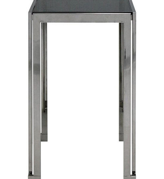 LIVING SOLUTIONS BY SB Squat steel leg dining table with glass top in black color Оригинал