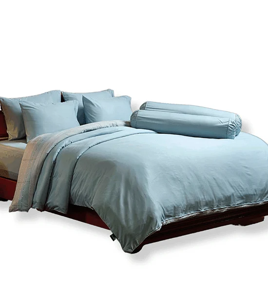 JESSICA BEDDING FITTED SHEET SET WITH COMFORTER 6 FT 6 PCS (King Size) TENCEL 500 THREAD COUNTS T824 Light Blue Оригинал