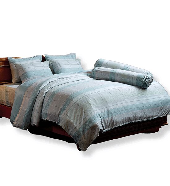 JESSICA BEDDING FITTED SHEET SET WITH COMFORTER 6 FT 6 PCS (King Size) TENCEL 500 THREAD COUNTS T823 Blue Оригинал