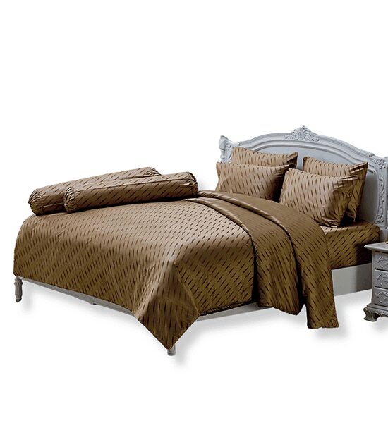 JESSICA BEDDING FITTED SHEET SET WITH COMFORTER 6 FT 6 PCS (King Size) JACQUARD SILKSHINE 500 THREAD COUNTS QS768 Brown Оригинал