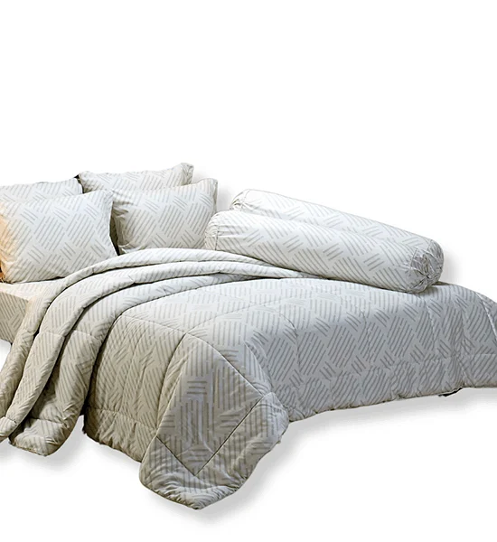 JESSICA BEDDING FITTED SHEET SET WITH COMFORTER 6 FT 6 PCS (King Size) TENCEL 500 THREAD COUNTS T820 white Оригинал