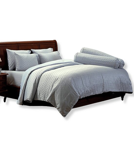 JESSICA BEDDING FITTED SHEET SET WITH COMFORTER 6 FT 6 PCS (King Size) JACQUARD SILKSHINE 500 THREAD COUNTS QS744-1 Silver Grey Оригинал
