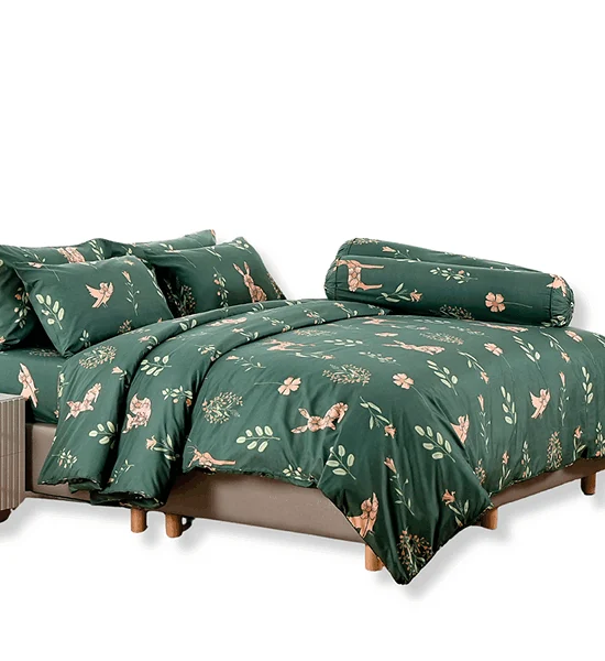 FOUNTAIN FITTED SHEET SET WITH COMFORTER 6 FT 6 PCS (KING SIZE) FOUNTAIN FT076 Green Оригинал