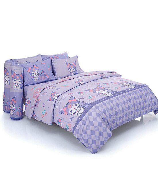 FOUNTAIN FITTED SHEET SET WITH COMFORTER 6 FT 6 PCS (KING SIZE) FOUNTAIN Kuromi FTC154 Purple Оригинал