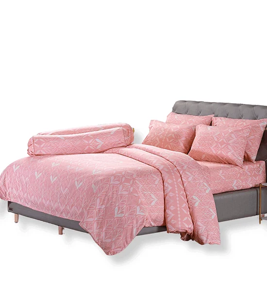 JESSICA BEDDING FITTED SHEET SET WITH COMFORTER 6 FT 6 PCS (King Size) TENCEL 500 THREAD COUNTS T859 Pink Оригинал