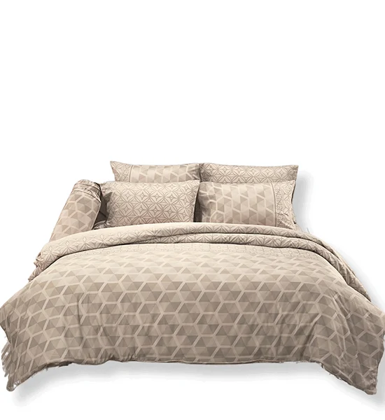 JESSICA BEDDING FITTED SHEET SET WITH COMFORTER 6 FT 6 PCS (King Size) TENCEL 500 THREAD COUNTS T867 Light Brown Оригинал