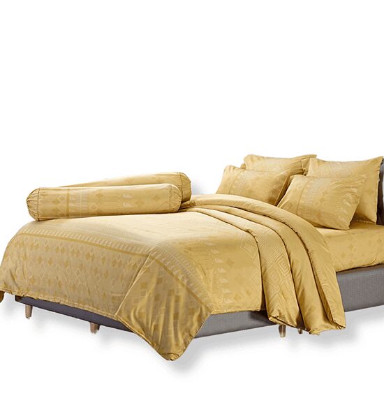 JESSICA BEDDING FITTED SHEET SET WITH COMFORTER 6 FT 6 PCS (King Size) TENCEL 500 THREAD COUNTS T858 Yellow Оригинал