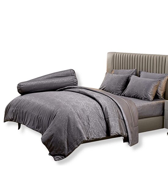 JESSICA BEDDING FITTED SHEET SET WITH COMFORTER 6 FT 6 PCS (King Size) JACQUARD SILKSHINE 500 THREAD COUNTS QS754-1 Smoky Purple Оригинал