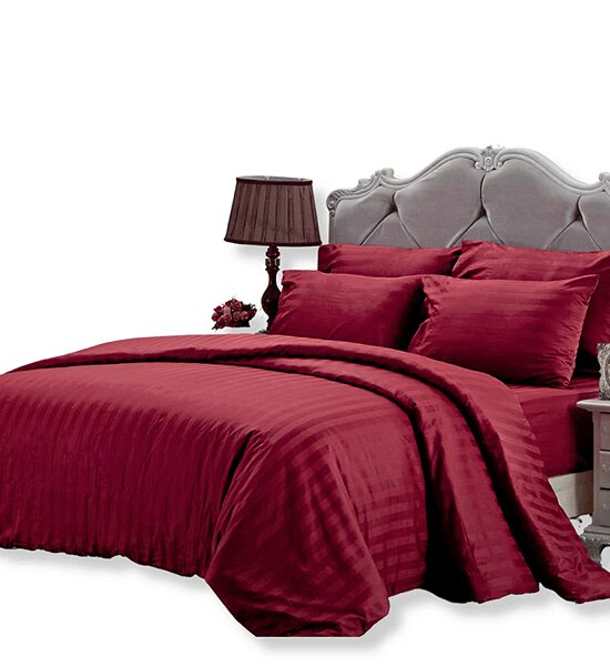 TULIP TULIP FITTED SHEET SET WITH COMFORTER 6 FT 6 PCS (King Size) COTTON SURE  500 THREAD COUNTS STRIPE RED Оригинал