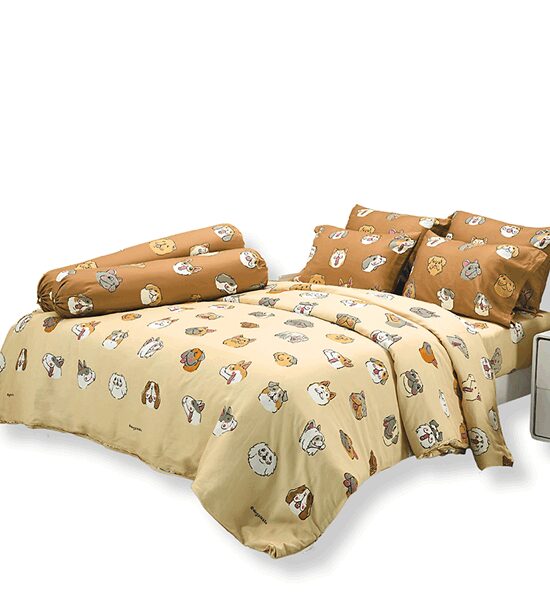 TULIP TULIP COTTON Fitted Sheet Set With Comforter 6 ft 6 pcs (King Size) DOG PLEASE MJC002 Оригинал