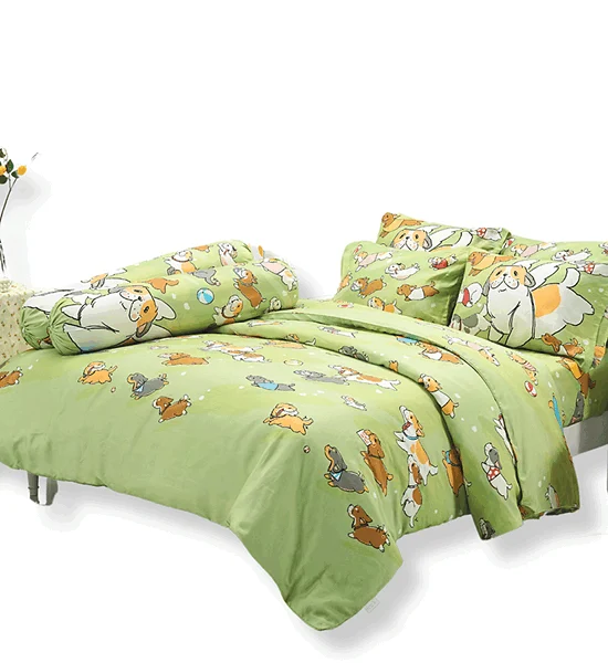 TULIP TULIP COTTON Fitted Sheet Set With Comforter 6 ft 6 pcs (King Size) DOG PLEASE MJC003 Оригинал
