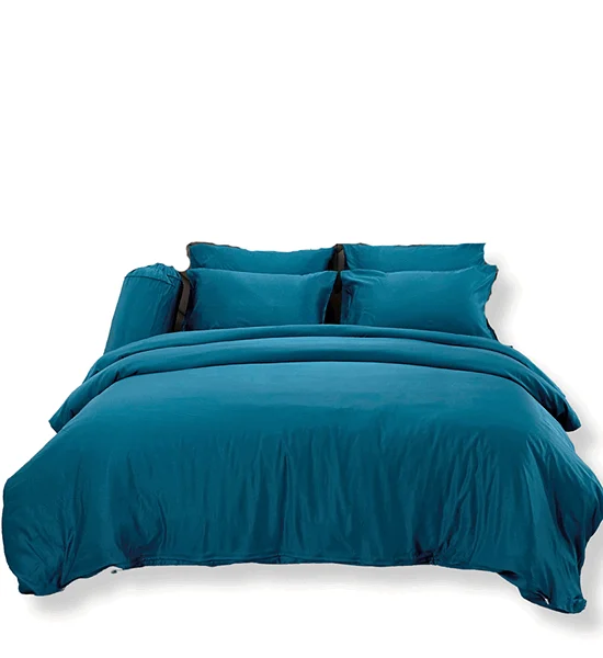 JESSICA BEDDING FITTED SHEET SET WITH COMFORTER 6 FT 6 PCS (King Size) TENCEL 500 THREAD COUNTS TP012 Lake Blue Оригинал