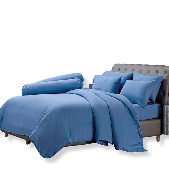 JESSICA BEDDING FITTED SHEET SET WITH COMFORTER 6 FT 6 PCS (King Size) TENCEL 500 THREAD COUNTS TP008 Blue Оригинал