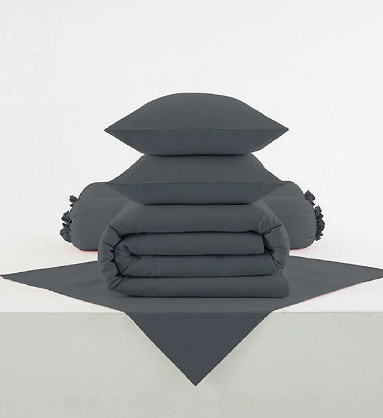 LOTUS Bedding Set & Comforter COZY Collection : CHARCOAL 5 FT.(6 pcs.) Оригинал