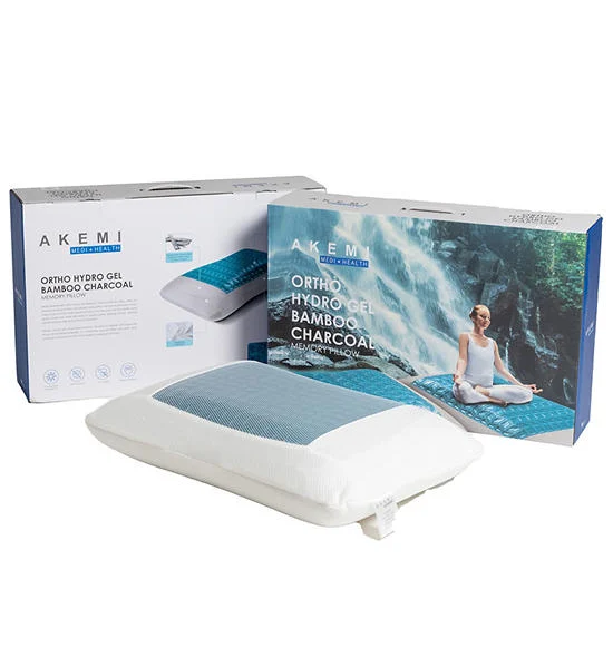 AKEMI Medi + Health Ortho Hydro Gel Bamboo Charcoal Memory Pillow Color Gray Оригинал