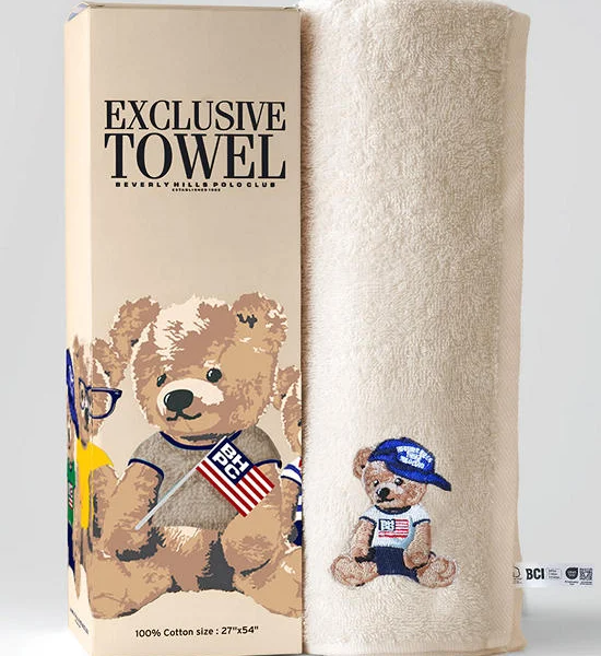 BEVERLY HILLS POLO CLUB EXCLUSIVE TOWEL Model BHPB015 Size 27X54 Inch Light Brown Color Оригинал