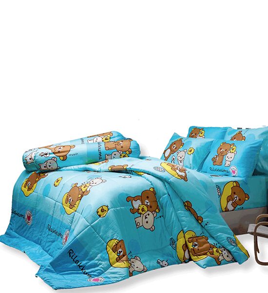 JESSICA BEDDING FITTED SHEET SET 6 FT 5 PCS (King Size) 100% Cotton Silk Shine RKC002 Blue Оригинал