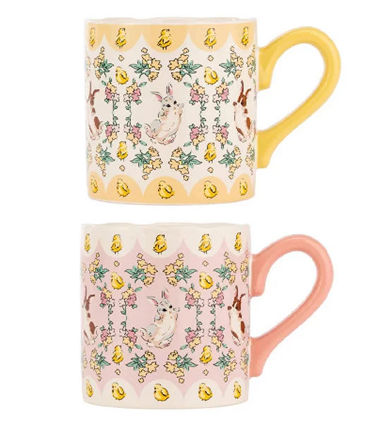 Cath Kidston Multi Set 2 Shortie Mugs 240ML Easter Bunny Оригинал