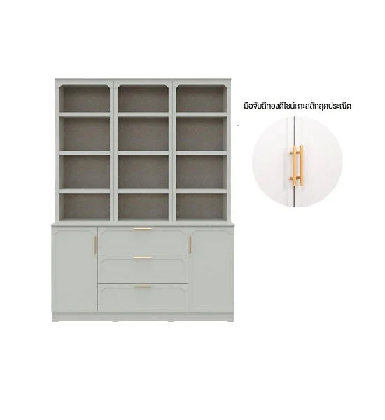 LIVING SOLUTIONS BY SB Quinn tall cabinet, 150 cm, in light grey Оригинал