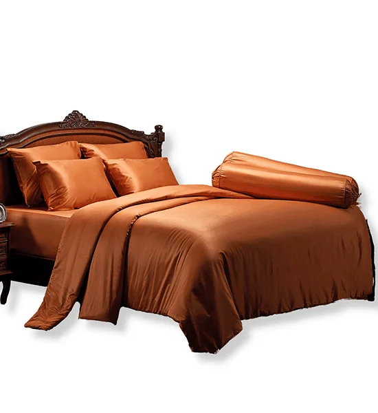 JESSICA BEDDING FITTED SHEET SET WITH COMFORTER 6 FT 6 PCS (King Size) JACQUARD SILKSHINE 500 THREAD COUNTS QP007 Orange Оригинал