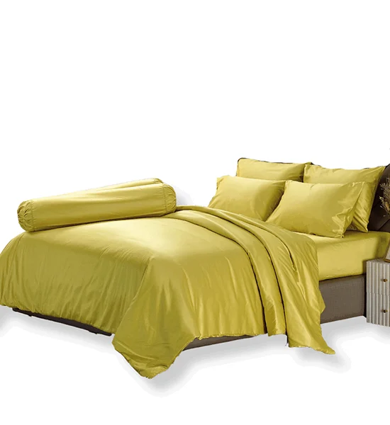 JESSICA BEDDING FITTED SHEET SET WITH COMFORTER 6 FT 6 PCS (King Size) JACQUARD SILKSHINE 500 THREAD COUNTS QP009 Yellow Оригинал