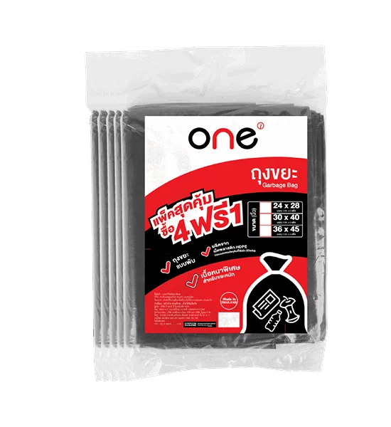@ONE ONE ถุงขยะรีไซเคิลหนา 1 กก. สีดำ ขนาด 36x45 นิ้ว (แพ็ค 4 ฟรี 1) Оригинал