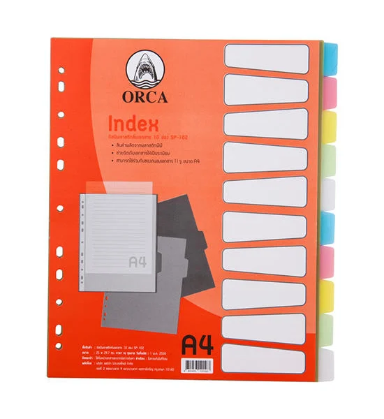 ORCA Index Plastic Divider 10 Tabs Asst. Colors Оригинал