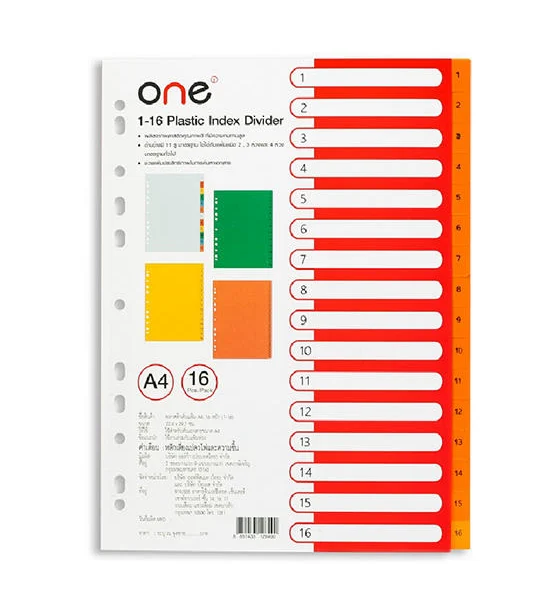 @ONE ONE Plastic Index Divider (1-16) Asst. Colors Оригинал